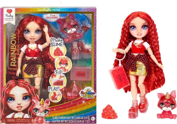Лялька Rainbow High Ruby Slime Kit Червона з вихованцем та набором лизуна