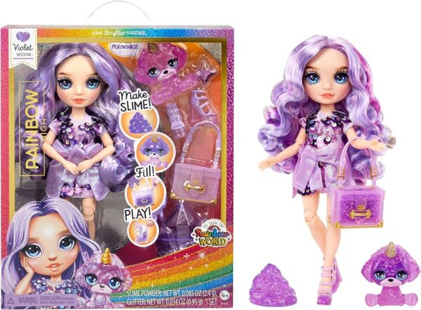 Лялька Rainbow High Violet Slime Kit Pet Фіолетова з вихованцем та набором лизуна