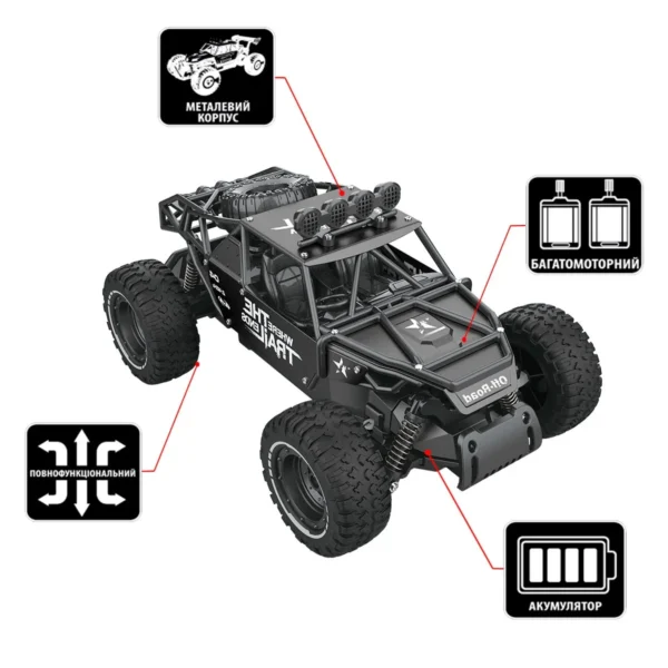 Автомобіль Off-road Crawler з р/к – Race (матовий чорний, 1:14) - Зображення 19