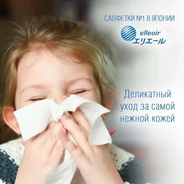 Хусточки Папер. Екстразаспокійливі Elleair Premium Lotion (4 Киш.Упак*12 Шт) - Зображення 3