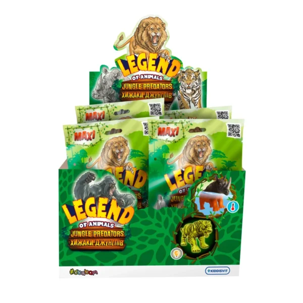 Дисплей стретч-іграшок у вигляді тварини серії Legend of animals Максі – Хижаки джунглів (12 шт.)